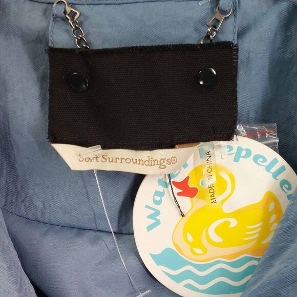 Soft Surroundings Nylon Utility Jacket Sz L Blue Zip Snap Lightweight Raincoat - Picture 13 of 13